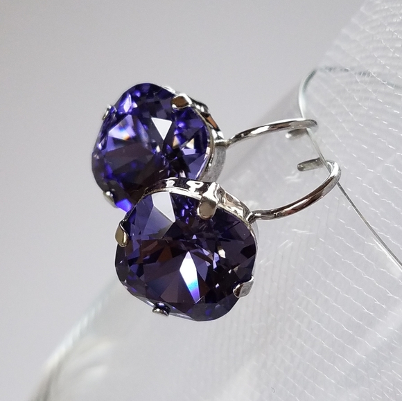 Austrian Crystal Earrings in Rhodium Plated Setting - Picture 10 of 12